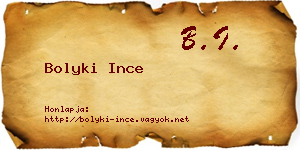 Bolyki Ince névjegykártya